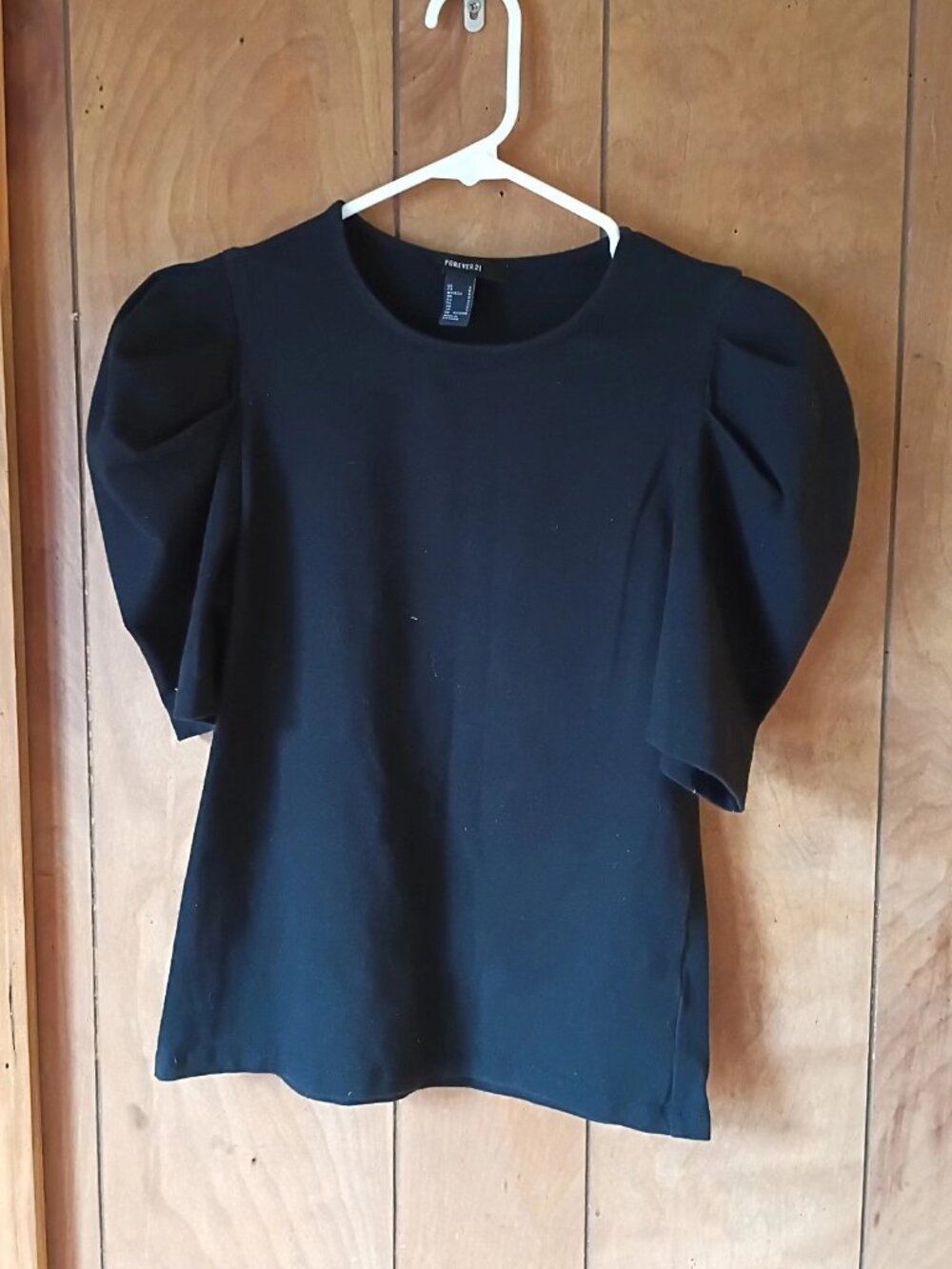 Forever 21 Puff Sleeve Top – Women’s Size Small – Black Short Sleeve Blouse